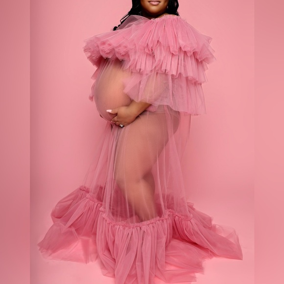 Sheer Mauve Maternity Dress - Picture 1 of 2